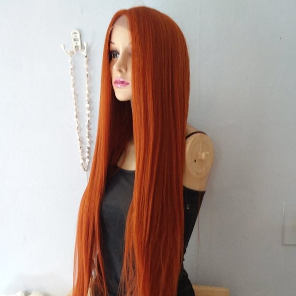 Light copper lace front ginger wig main image 5